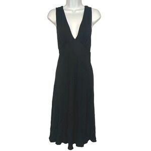 Wilfred Aritzia Black V-Neck Midi Orchestra Dress Sleeveless Small